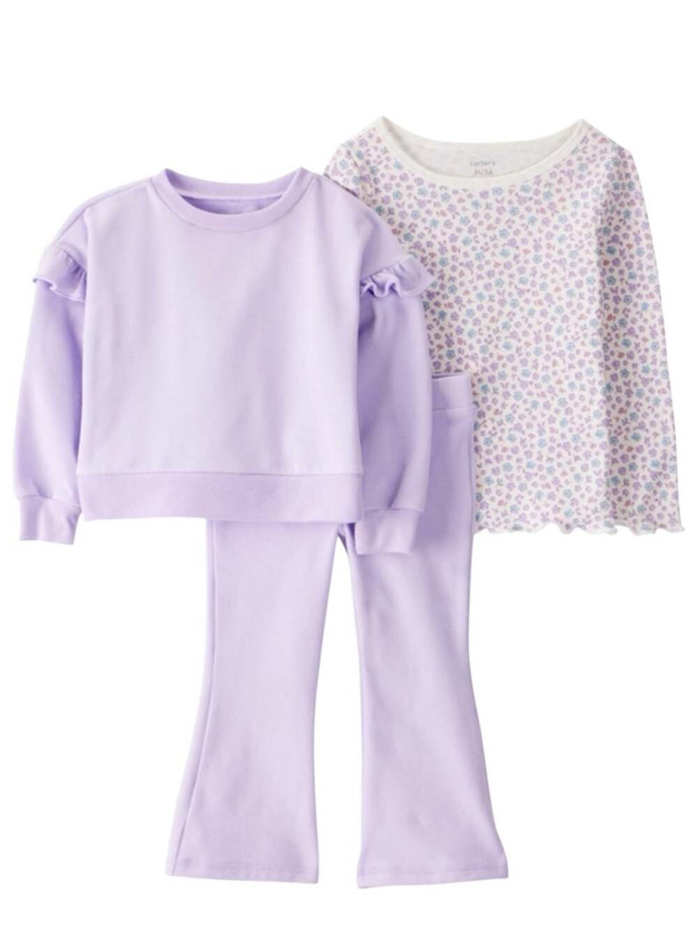 Carter's Toddler’s 3-Piece Playwear Set Flare Lavender Pants Size 3T NWT